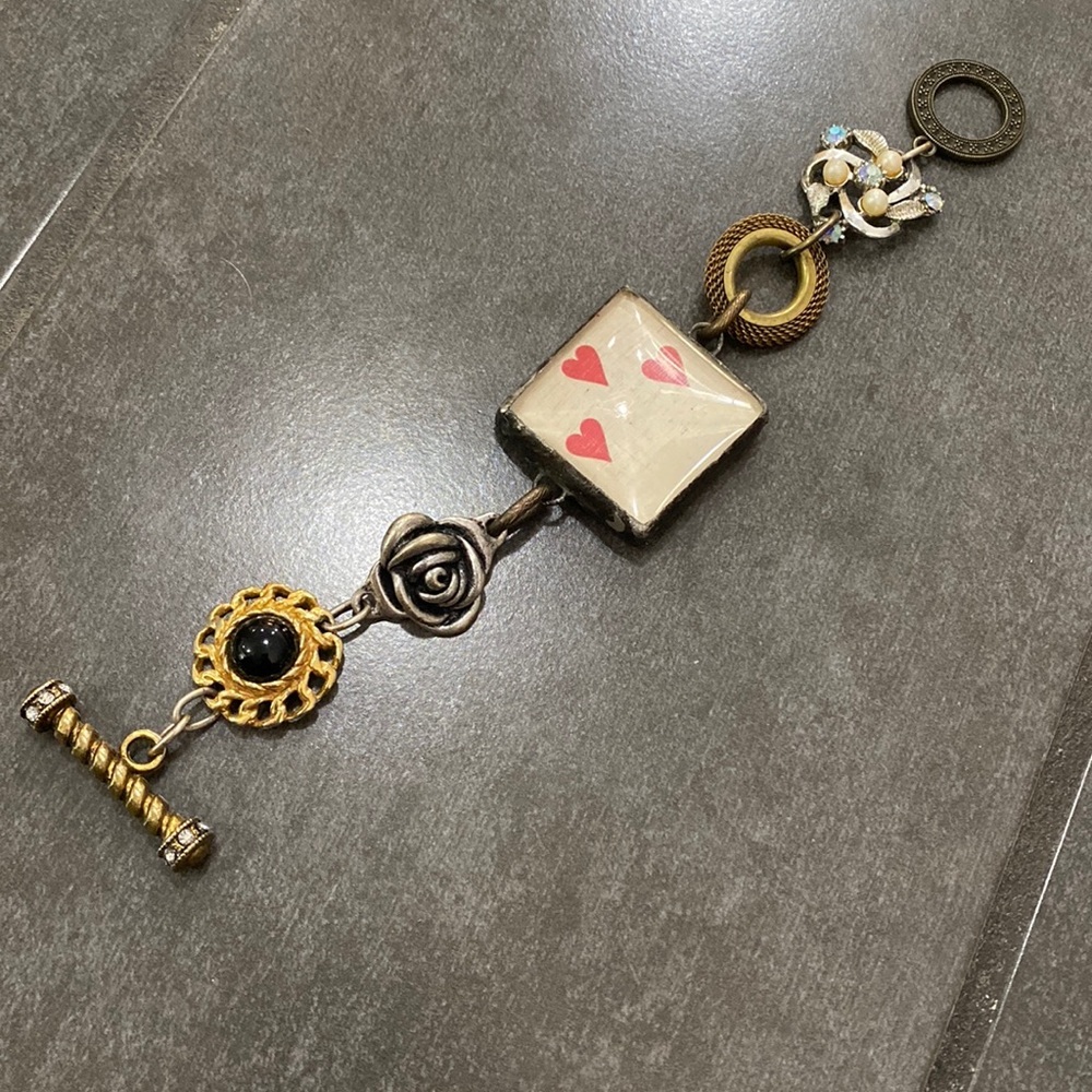 Hand made up-cycled one of a kind vintage style bracelet